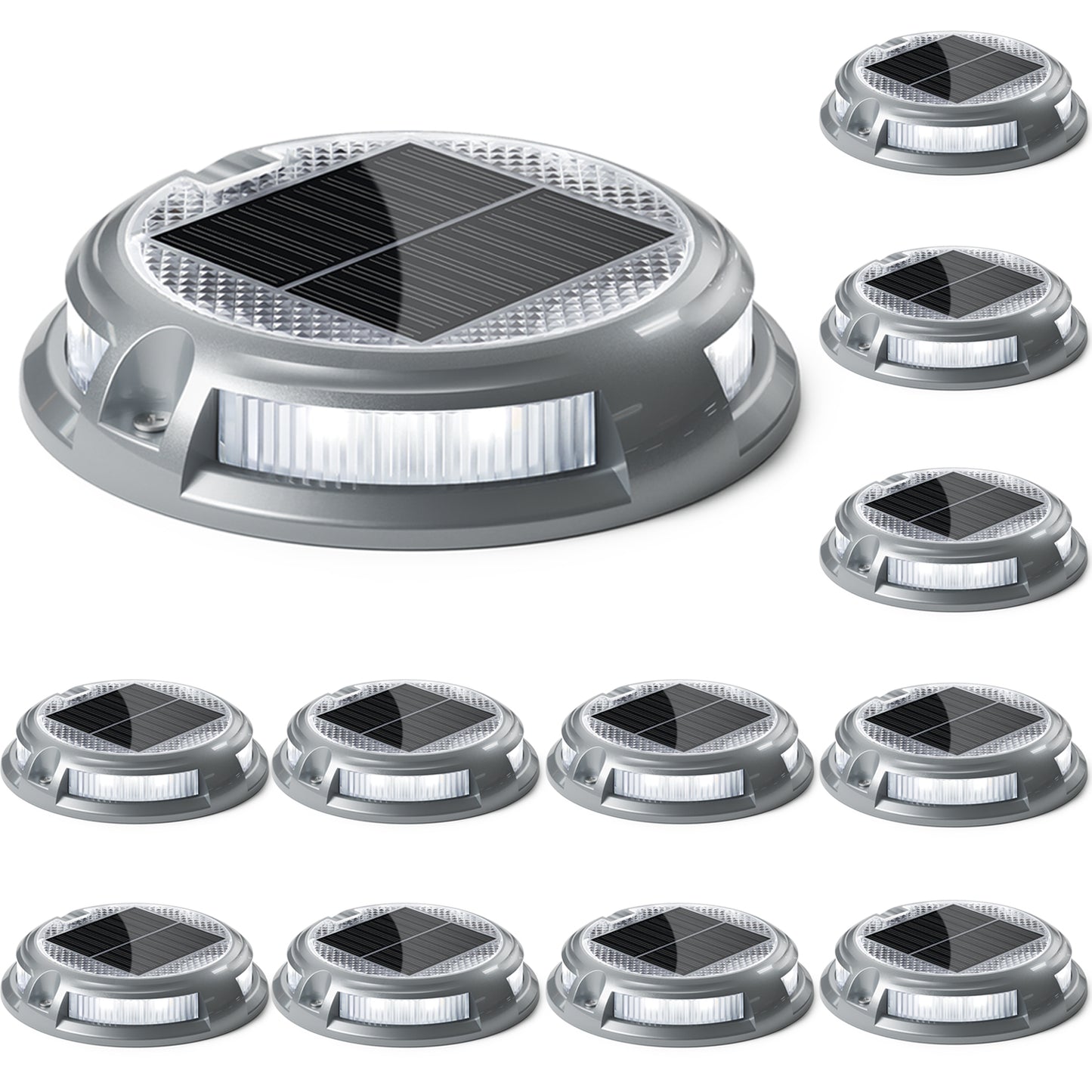 SIEDiNLAR Solar Driveway Lights Outdoor 16 LEDs 9 Modes, Dock Markers Deck Lights Waterproof Warning for Pathway Driveway Walkway Ground Step Yard Garden, RGB