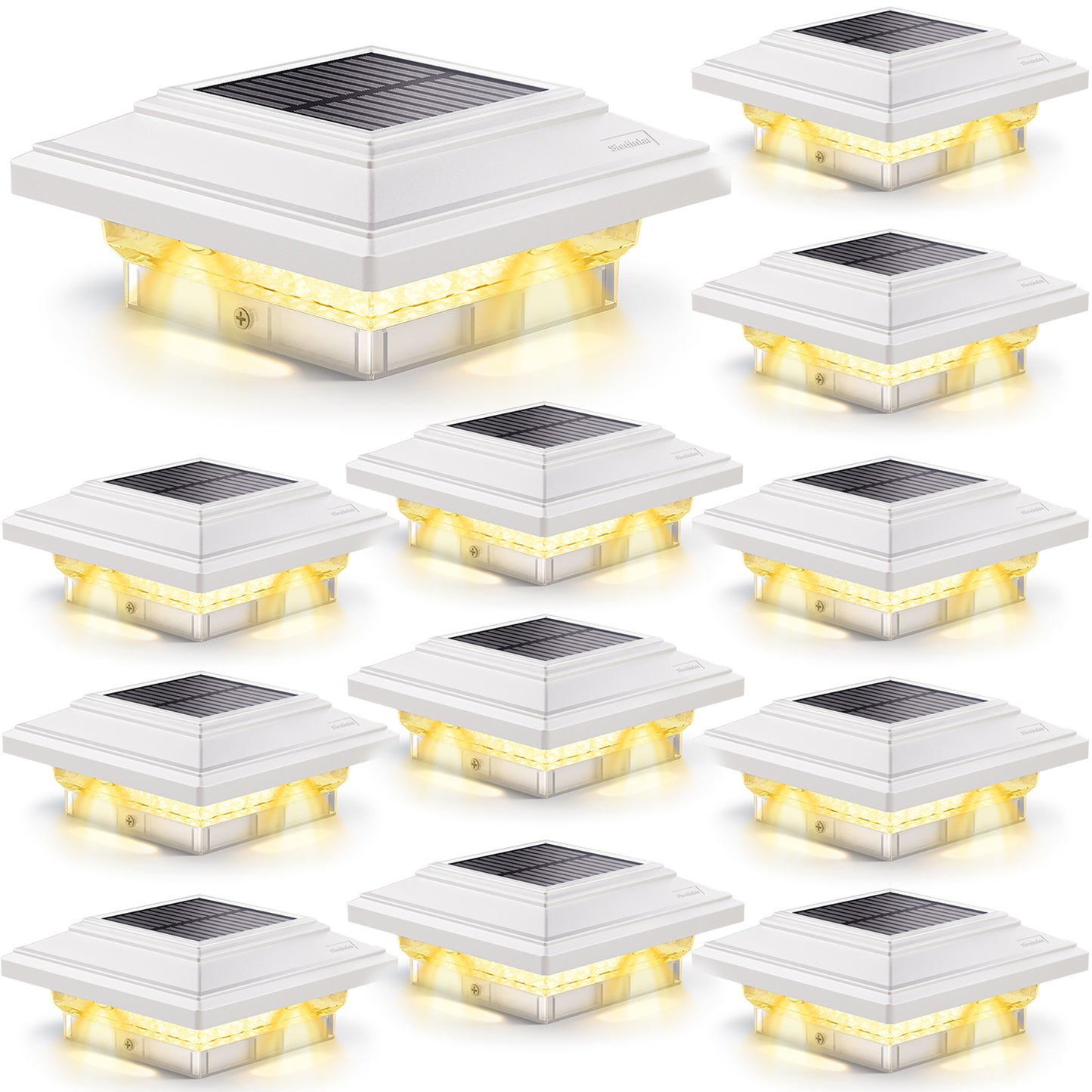 SIEDiNLAR 4x4 Solar Post Lights 50 Lumens 2 Modes, Post Caps Light Outdoor Waterproof for 4x4 Vinyl Wooden Posts, Deck Fence Garden Patio Decor, Warm/White Lighting (White)