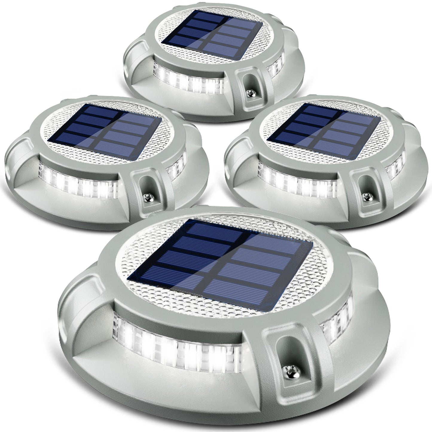 SIEDiNLAR Solar Driveway Lights Outdoor 4 Modes 40 LEDs Deck Driveway Markers Marine Dock Light Waterproof for Garden Ground Walkway Pathway Step Yard, White/Warm Dynamic Lighting