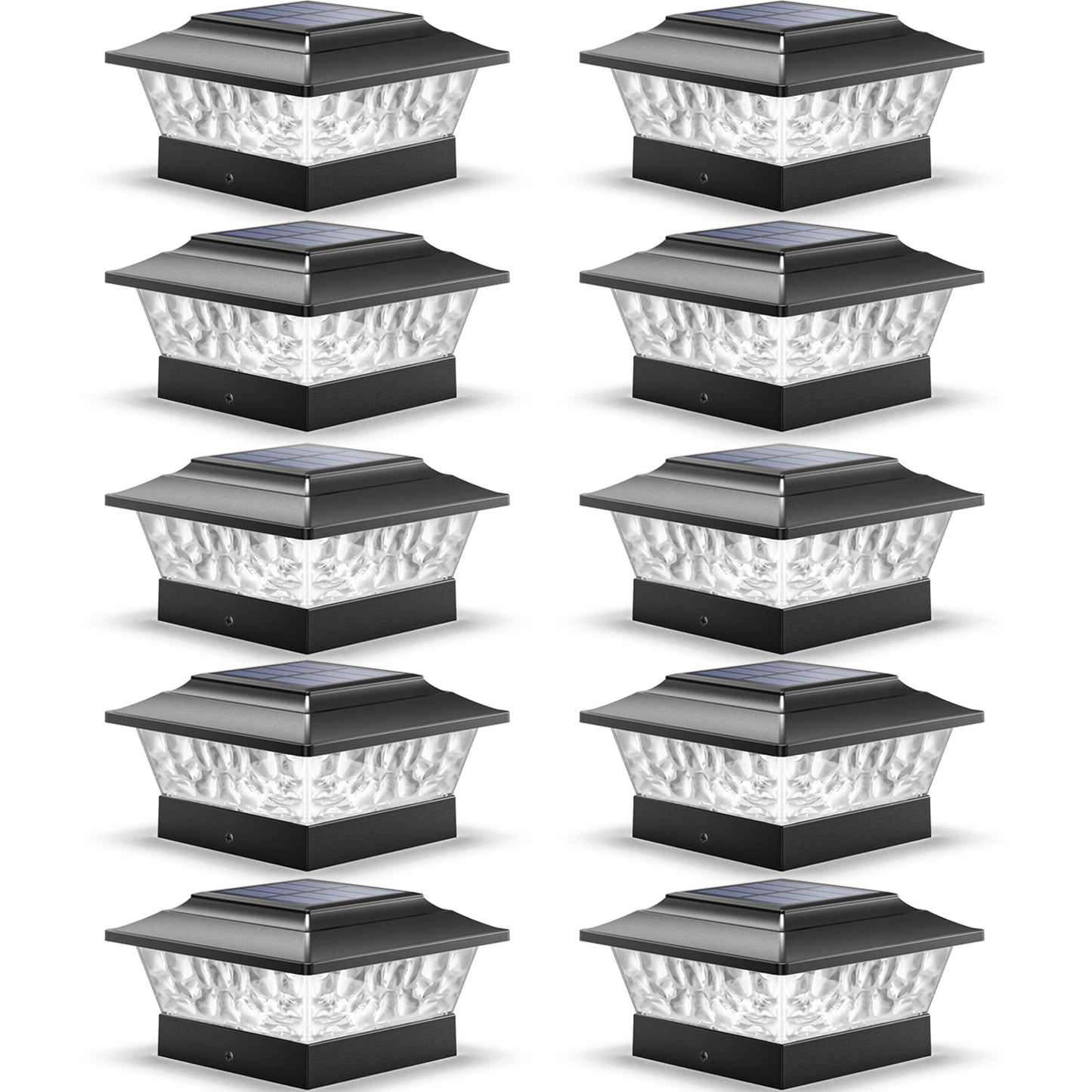 SIEDiNLAR Solar Post Lights Outdoor 12 LEDs 4 Modes Post Cap Light for 4x4 5x5 6x6 Wooden Vinyl Deck Fence Posts Garden Patio Decor, Warm/Cool White Dynamic Lighting (Black)
