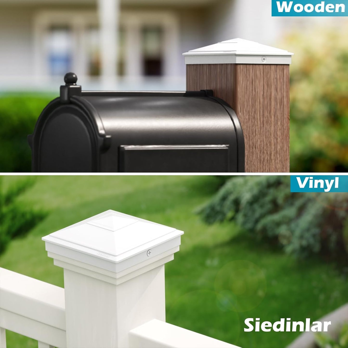 SIEDiNLAR 4x4 Pyramid Post Caps Waterproof Outdoor 4x4 Post Cover, Fits 4x4 3.5x3.5 Vinyl Wood Posts for Fence Deck Mailbox Patio