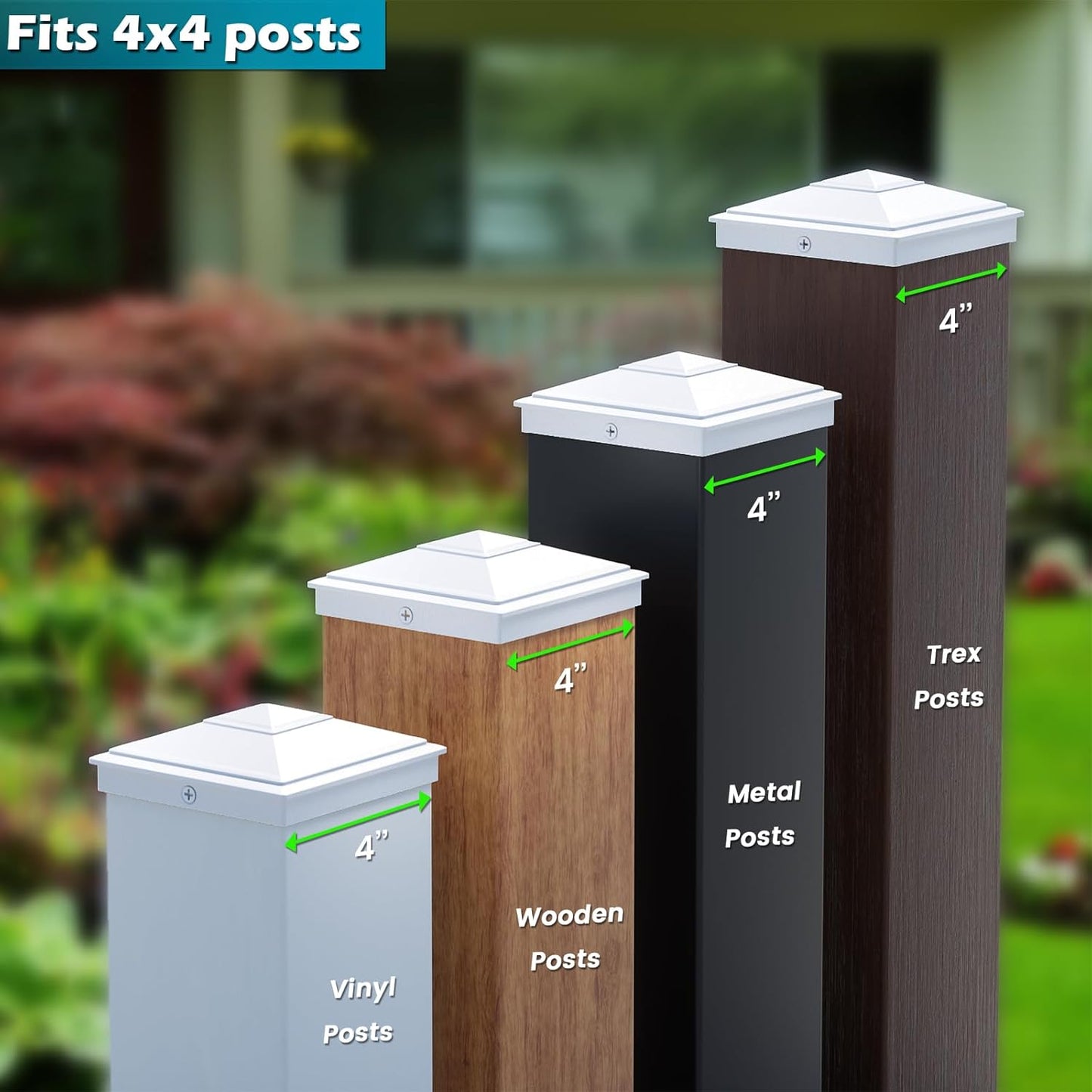 SIEDiNLAR 4x4 Pyramid Post Caps Waterproof Outdoor 4x4 Post Cover, Fits 4x4 3.5x3.5 Vinyl Wood Posts for Fence Deck Mailbox Patio
