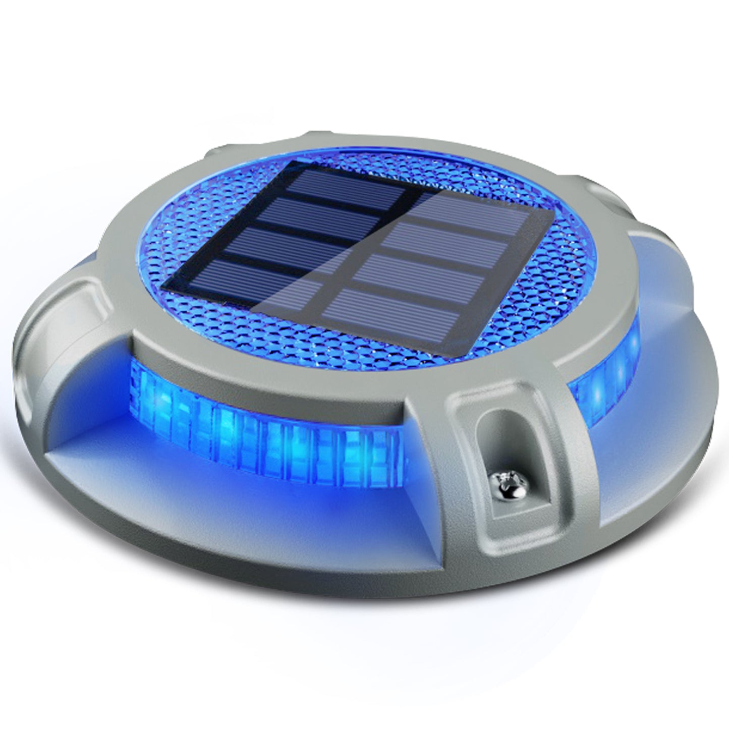 SIEDiNLAR Solar Driveway Lights Outdoor 4 Modes 40 LEDs Marine Dock Light Deck Driveway Markers Waterproof for Garden Step Ground Walkway Pathway Yard, Blue/White Dynamic Lighting