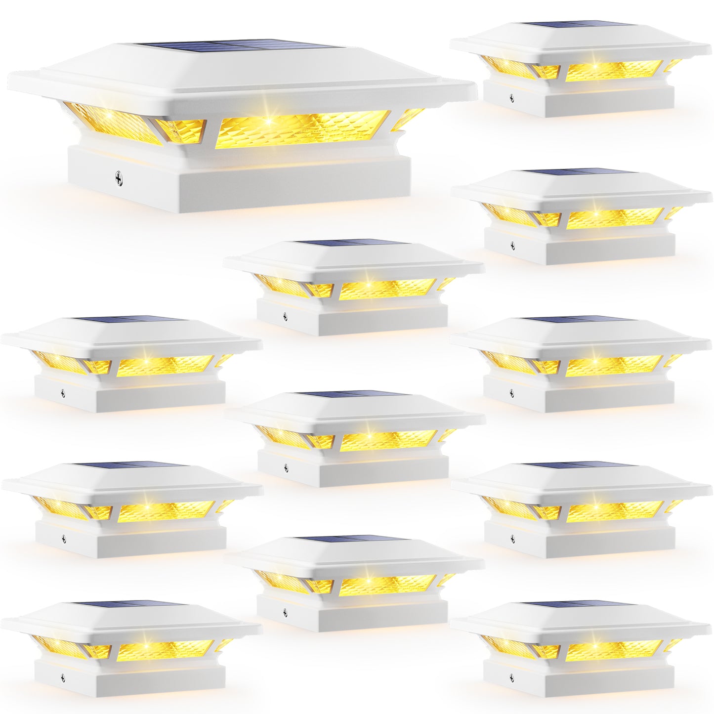 SIEDiNLAR 4x4 Solar Post Cap Lights 16 LEDs 2 Modes 3.5x3.5 4x4 Vinyl Wooden Post Light Waterproof Outdoor for Fence Deck Patio Garden Decor, Warm/Cool White (White)
