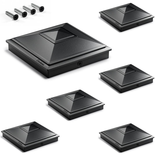 SIEDiNLAR 4x4 Pyramid Post Caps Waterproof Outdoor 4x4 Post Cover, Fits 3.5x3.5 4x4 Wood Vinyl Posts for Fence Deck Mailbox Patio (Black)