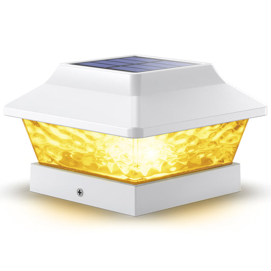 SIEDiNLAR 4x4 Solar Post Cap Lights 2 Modes Metal Deck Fence Post Light Waterproof Outdoor for 3.5x3.5 4x4 Wooden Vinyl Posts Garden Patio Decor, Warm/Cool White (White)
