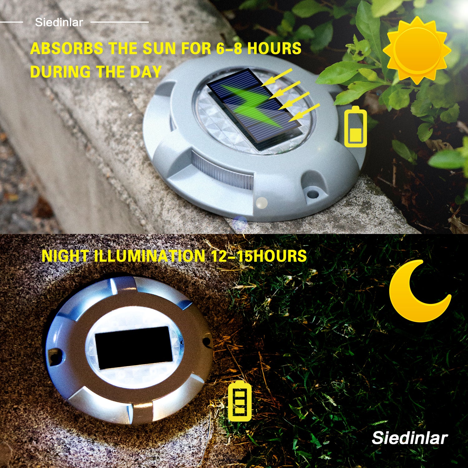 12x Solar Dock Lights with Switch Aluminium Outdoor Solar Powered