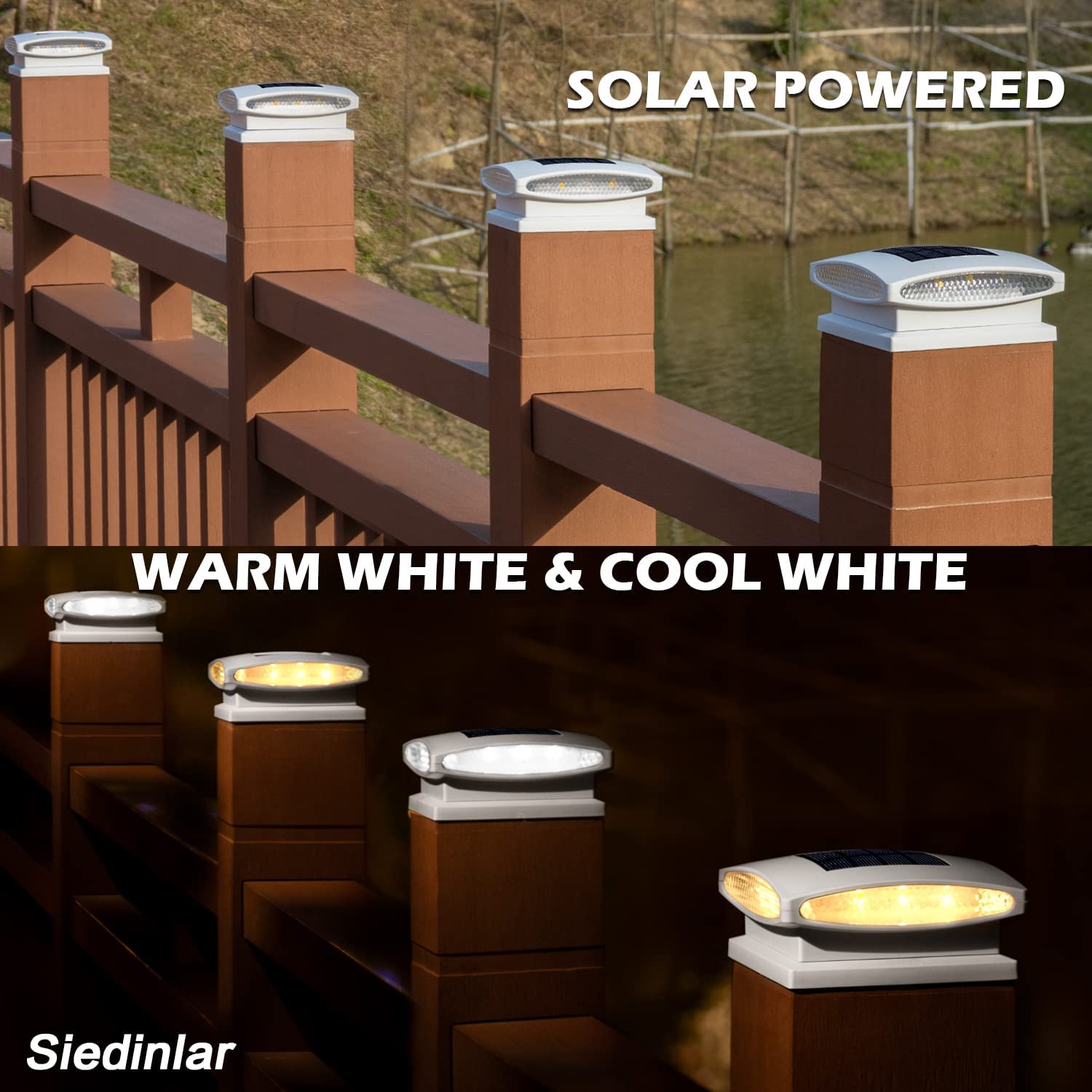 Siedinlar SD1064W Solar Post Cap Lights Outdoor, Modes 24 LED Solar