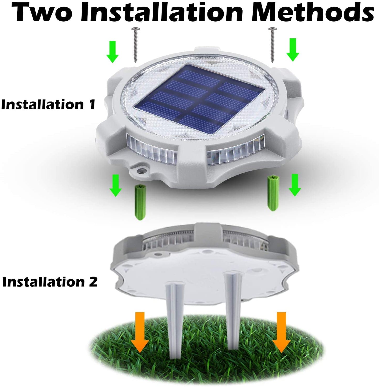 Siedinlar SD0312WC Solar Deck Lights Outdoor 2 Modes LED Dock Driveway Markers Light Solar Powered Waterproof for Step Ground Walkway Stair Pathway Yard Garden Road 4 Pack (Cool White/Warm White)